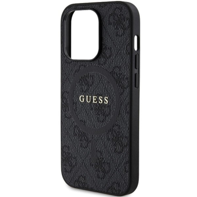 Guess 4G Collection Leather Metal Logo MagSafe Dėklas iPhone 13 Pro Max - Juodas 5