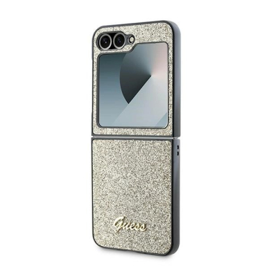 Guess 4G Glitter Script Dėklas Samsung Galaxy Z Flip 6 - auksinis 4