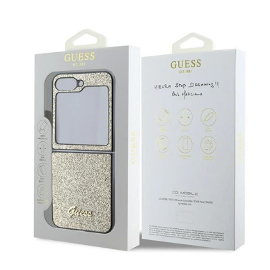 Guess 4G Glitter Script Dėklas Samsung Galaxy Z Flip 6 - auksinis 6