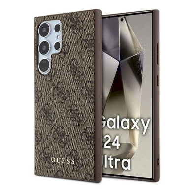 Guess 4G Metal Gold Logo Dėklas Samsung Galaxy S24 Ultra - Rudas