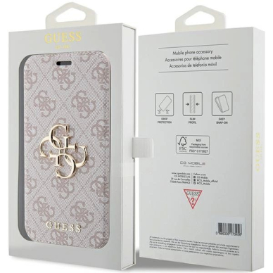 Guess 4G Metal Logo Dėklas iPhone 15 Pro Max - rožinis 6