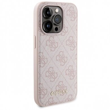 Guess 4G Metal Logo Dėklas set iPhone 14 Pro + 5000mAh MagSafe power bank - Rožinis 3