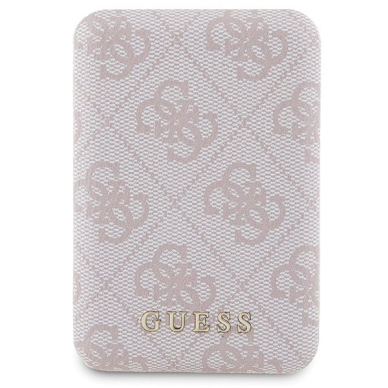 Guess 4G Metal Logo Dėklas set iPhone 15 + 5000mAh MagSafe power bank - Rožinis 7