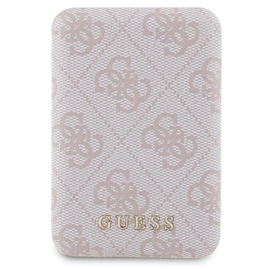 Guess 4G Metal Logo Dėklas set iPhone 15 Pro + 5000mAh MagSafe power bank - Rožinis 7