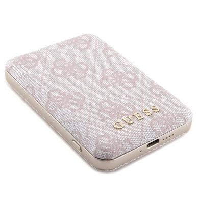 Guess 4G Metal Logo Dėklas set iPhone 15 Pro + 5000mAh MagSafe power bank - Rožinis 9