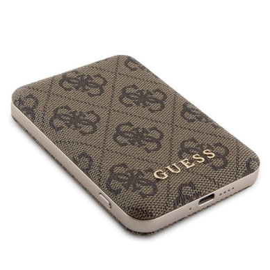 Guess 4G Metal Logo Dėklas set iPhone 15 Pro + 5000mAh MagSafe power bank - Rudas 9