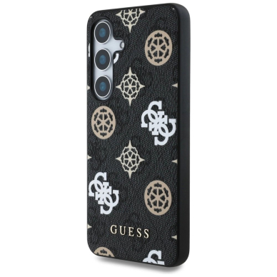 Guess 4G Printed Colored Peony Pattern MagSafe Dėklas Samsung Galaxy S25 Juodas 1