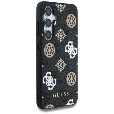 Guess 4G Printed Colored Peony Pattern MagSafe Dėklas Samsung Galaxy S25 Juodas 3