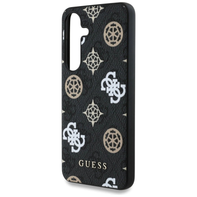 Guess 4G Printed Colored Peony Pattern MagSafe Dėklas Samsung Galaxy S25 Juodas 5