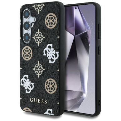 Guess 4G Printed Colored Peony Pattern MagSafe Dėklas Samsung Galaxy S25 Juodas