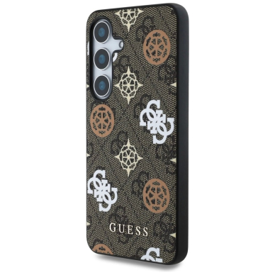 Guess 4G Printed Colored Peony Pattern MagSafe Dėklas Samsung Galaxy S25 Rudas 1