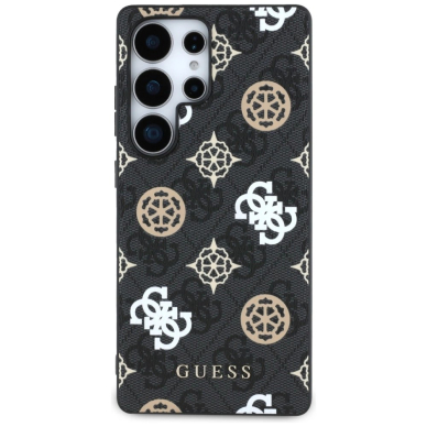 Guess 4G Printed Colored Peony Pattern MagSafe Dėklas Samsung Galaxy S25 Ultra Juodas 1