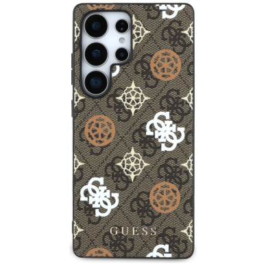 Guess 4G Printed Colored Peony Pattern MagSafe Dėklas Samsung Galaxy S25 Ultra Rudas 2