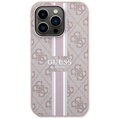 Guess 4G Printed Stripes MagSafe Dėklas iPhone 15 Pro Max - rožinis 2