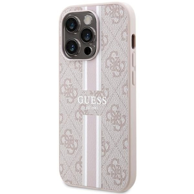 Guess 4G Printed Stripes MagSafe Dėklas iPhone 15 Pro - rožinis 1