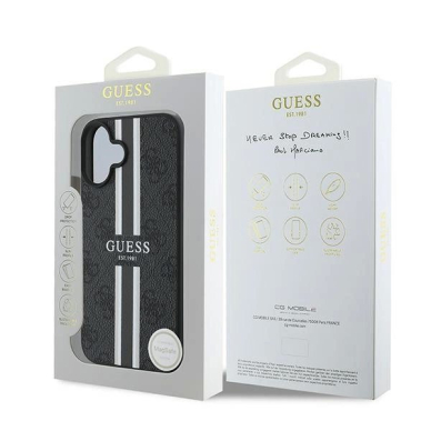 Guess 4G Printed Stripes MagSafe Dėklas iPhone 16 Plus - juodas 7