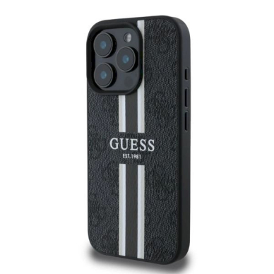 Guess 4G Printed Stripes MagSafe Dėklas iPhone 16 Pro - juodas 1