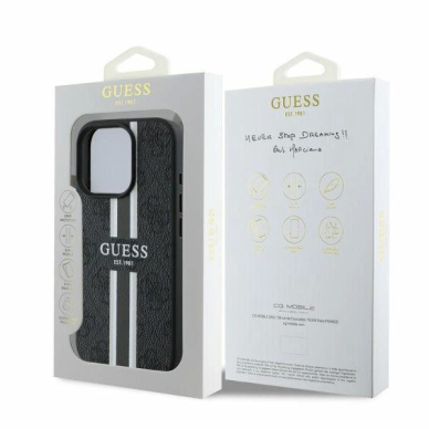 Guess 4G Printed Stripes MagSafe Dėklas iPhone 16 Pro Max - juodas 5