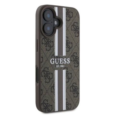 Guess 4G Printed Stripes MagSafe iPhone 16 Dėklas - rudas 1