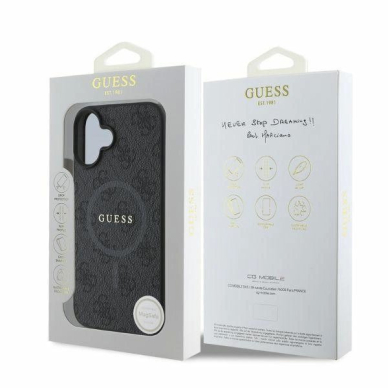 Guess 4G Ring Classic Logo MagSafe Dėklas iPhone 16 - Juodas 4