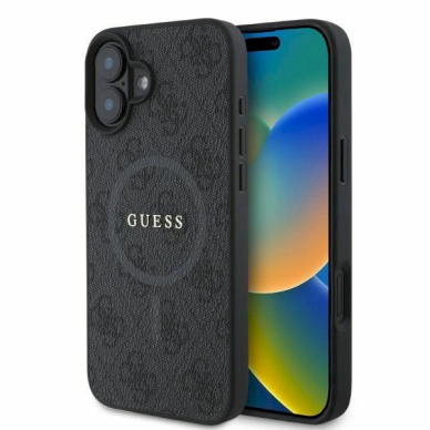 Guess 4G Ring Classic Logo MagSafe Dėklas iPhone 16 - Juodas