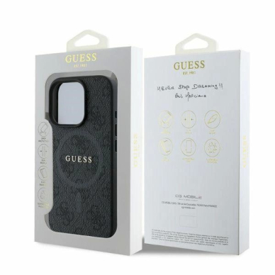 Guess 4G Ring Classic Logo MagSafe Dėklas iPhone 16 Pro Max - Juodas 3