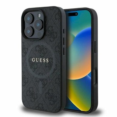 Guess 4G Ring Classic Logo MagSafe Dėklas iPhone 16 Pro Max - Juodas