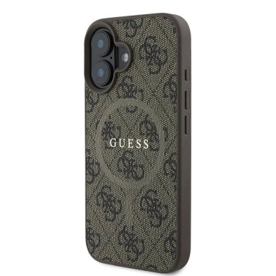 Guess 4G Ring Classic Logo MagSafe iPhone 16 Plus Dėklas - rudas 1