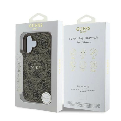 Guess 4G Ring Classic Logo MagSafe iPhone 16 Plus Dėklas - rudas 7