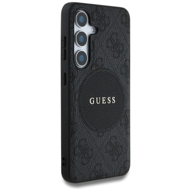 Guess 4G Round Patch Classic Logo MagSafe Dėklas Samsung Galaxy S25 Juodas 3