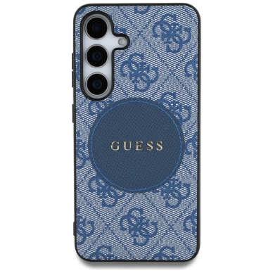 Guess 4G Round Patch Classic Logo MagSafe Dėklas Samsung Galaxy S25 Mėlynas 2