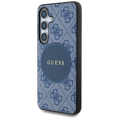 Guess 4G Round Patch Classic Logo MagSafe Dėklas Samsung Galaxy S25 Plus Mėlynas 1