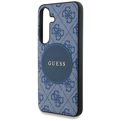 Guess 4G Round Patch Classic Logo MagSafe Dėklas Samsung Galaxy S25 Plus Mėlynas 5