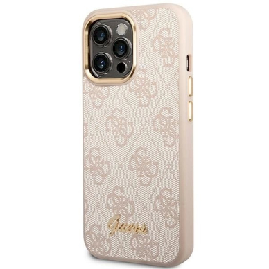 Guess 4G Vintage Gold Logo Dėklas iPhone 14 Pro - Rožinis 1