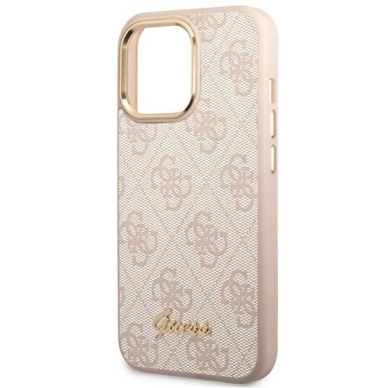 Guess 4G Vintage Gold Logo Dėklas iPhone 14 Pro - Rožinis 5