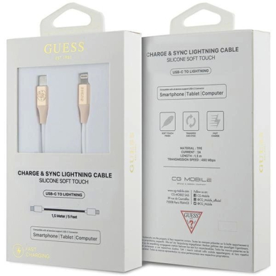 Guess Ebossed Logo USB-C / Lightning Kabelis 1.5m fast charging - gold 1