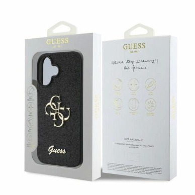 Guess Fixed Glitter Big 4G Dėklas iPhone 16 - juodas 4