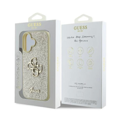 Guess Fixed Glitter Big 4G Dėklas iPhone 16 Plus - auksinis 7