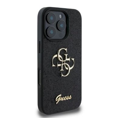 Guess Fixed Glitter Big 4G Dėklas iPhone 16 Pro - juodas 1