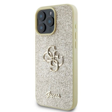 Guess Fixed Glitter Big 4G Dėklas iPhone 16 Pro Max - auksinis 2