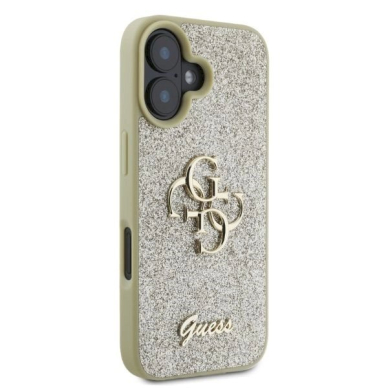 Guess Fixed Glitter Big 4G iPhone 16 Dėklas - auksinis 1