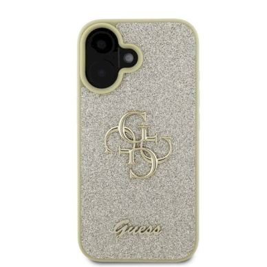 Guess Fixed Glitter Big 4G iPhone 16 Dėklas - auksinis 2