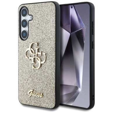 Guess Fixed Glitter Big 4G Metal Logo Dėklas Samsung Galaxy S25 gold