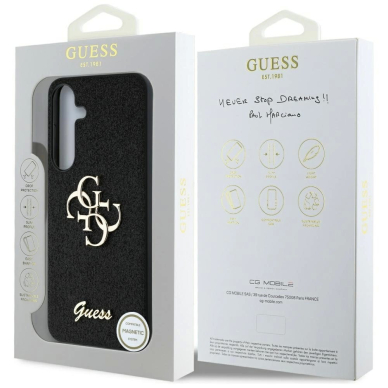 Guess Fixed Glitter Big 4G Metal Logo Dėklas Samsung Galaxy S25 Juodas 7