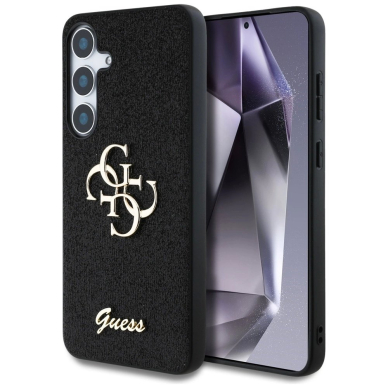 Guess Fixed Glitter Big 4G Metal Logo Dėklas Samsung Galaxy S25 Juodas