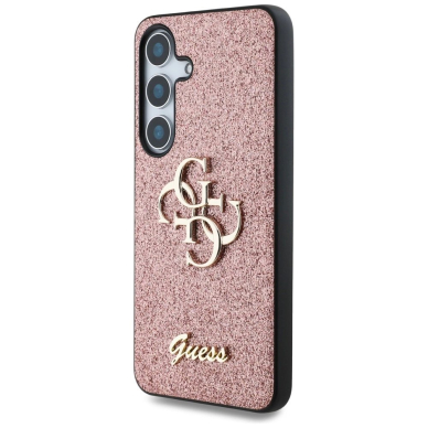 Guess Fixed Glitter Big 4G Metal Logo Dėklas Samsung Galaxy S25 Plus Rožinis 1