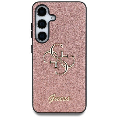 Guess Fixed Glitter Big 4G Metal Logo Dėklas Samsung Galaxy S25 Plus Rožinis 2