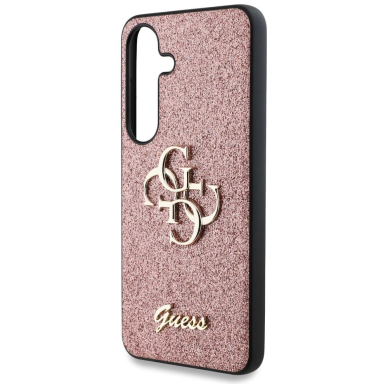 Guess Fixed Glitter Big 4G Metal Logo Dėklas Samsung Galaxy S25 Plus Rožinis 5