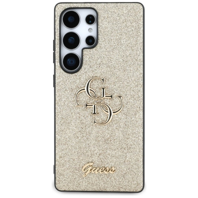 Guess Fixed Glitter Big 4G Metal Logo Dėklas Samsung Galaxy S25 Ultra gold 2