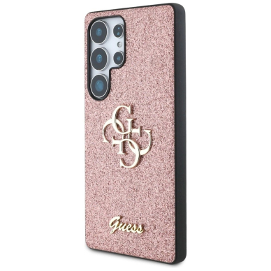 Guess Fixed Glitter Big 4G Metal Logo Dėklas Samsung Galaxy S25 Ultra Rožinis 1